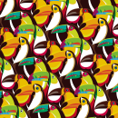 Estampa Aves Brasileiras - Tucano, Arara e Papagaio. Design, Ilustração tradicional, Design de vestuário, Serigrafia, e Pattern Design projeto de Bruno Dellani - 14.08.2019