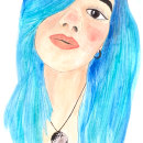 La chica azul. Traditional illustration, and Portrait Illustration project by Daniela Rod - 09.10.2019