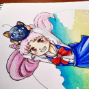 Chibiusa fanart. Traditional illustration, Arts, Crafts, Fine Arts, Painting, Comic, Sketching, Creativit, Drawing, Watercolor Painting, Printing, Artistic Drawing, and Children's Illustration project by Cristina Aguilera - 09.25.2019