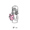 Girl reading. Ilustração tradicional, e Desenho projeto de Meg HG - 10.02.2020