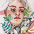 Primavera en cuarentena 2020. Digital Illustration, Watercolor Painting, Portrait Illustration, and Portrait Drawing project by Aranzazú Reverte - 03.24.2020