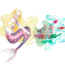 Mi interpretación de "La Sirenita" de Hans Christian Andersen. Een project van Traditionele illustratie,  Beeldende kunst, Aquarelschilderen y Kinderillustratie van Laura Cardona - 11.04.2020