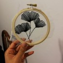 ginkgo biloba sobre tul. Embroider project by Esther AB - 03.20.2020