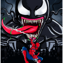 Spiderman vs Venom. Traditional illustration project by wilkander jose alvarado - 05.18.2020