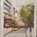 My project in Urban Landscapes in Watercolor course. Pintura em aquarela projeto de Laura Garza - 25.05.2020