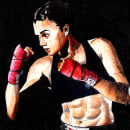 Female boxer in ballpoint pens. Desenho a lápis projeto de Amelie Paquet - 06.06.2020