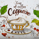 Cafe latte: ilustração em aquarela. Un projet de Illustration traditionnelle de Adriana Nogueira - 24.06.2020