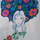 My project in Illustrated portraits with botanical elements course. Ilustração tradicional, Ilustração digital, Ilustração de retrato, Ilustração botânica, e Desenho digital projeto de Lia Dauber - 06.07.2020
