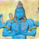 Shiva on watercolors. Watercolor Painting project by Daniel Mourelle - 07.27.2020
