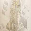 The Chrysler Building NYC. Un proyecto de Bocetado, Pintura a la acuarela e Ilustración arquitectónica de gigi_o - 28.07.2020