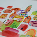 casas. Un proyecto de Ilustración tradicional, Pintura a la acuarela, Bordado e Ilustración infantil de Natalia Conde - 10.08.2020
