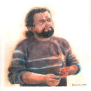 Retrato de amigo. Pintura em aquarela e Ilustração de retrato projeto de Eduardo Marticorena - 19.08.2020