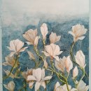 Mi Proyecto del curso: Magnolias sobre fondo azul. Artes plásticas projeto de Noelia Bravo Chaves - 02.09.2020