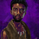 My project in Pictorial Portraits Using Digital Techniques course, Decided to do a tribute to king T'chala from black panther Chadwick Boseman. very sad news last week!. Artistic Drawing project by Alejandro F Hernandez - 09.05.2020