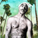 Tupac Shakur. Watercolor Painting & Ink Illustration project by Jose González Ruiz - 09.11.2020
