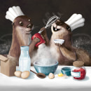 Magic otters chefs . Un proyecto de Ilustración digital, Ilustración infantil y Pintura digital de Adrika Černáčková - 15.09.2020