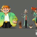 My project: Elf Doctors taking care of dogs. Traditional illustration, Character Design, and Digital Illustration project by Miguel Colina - 09.21.2020