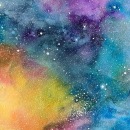 My first galaxy - Modern Watercolor Techniques course. Traditional illustration, and Watercolor Painting project by Letizia F. - 09.12.2020