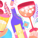 drinks, fruits & vegetables. Traditional illustration, Pattern Design, and Digital Illustration project by juliana takeuchi - 10.19.2020