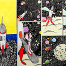 Viaje a la luna. Ilustração tradicional projeto de 983uq2zciu - 12.11.2020