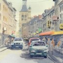 My project in Urban Landscapes in Watercolor course, street of Bernay in France, Normandy. Esboçado, Desenho, e Pintura em aquarela projeto de François Rochat - 22.12.2020