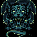 Cougar X Snakes. Traditional illustration, and Digital Illustration project by Daniele Caruso - 12.22.2020