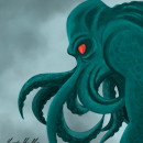 Cthulhu rises. Traditional illustration, Character Design, and Digital Illustration project by María Madla - 01.18.2021