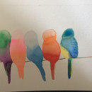 Five little birds - Proyecto curso de acuarela. Watercolor Painting, and Artistic Drawing project by María Alfonso - 03.01.2020