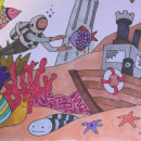 Under the sea. Ilustração tradicional, Comic, Criatividade, Desenho, Ilustração infantil e Ilustração com tinta projeto de George Jette - 28.02.2021