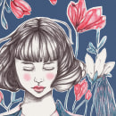 The Girl and the Magnolias. Un proyecto de Dibujo a lápiz de Amanda Muckenhuber - 17.07.2020