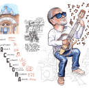 Barcalona Busker. Character Design, and Watercolor Painting project by rekcga - 12.14.2019