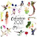 Calendario 2021 Colibríes. Pintura em aquarela e Ilustração naturalista projeto de Juana Patiño Zabala - 17.03.2021