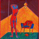 Knight's Nude square format 10"*10" serigraph collage Ein Projekt aus dem Bereich Traditionelle Illustration, Siebdruck, Collage und Musterdesign von Maria - 01.04.2021