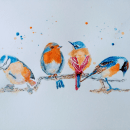 My project in Artistic Watercolor Techniques for Illustrating Birds course. Pintura em aquarela projeto de Anne - 15.04.2021