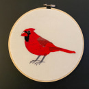 Thread painted cardinal. Embroider project by Ama Warnock - 04.19.2021