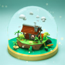 The Three Little Pigs Houses. Design, Traditional illustration, and 3D project by Dan Cristian - 04.23.2021