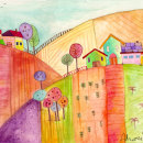 campo naif. Traditional illustration, and Children's Illustration project by Adriana Isabel Figueroa Mañas - 04.30.2021