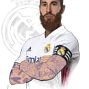 Sergio Ramos. Real Madrid. Desenho e Ilustração digital projeto de ANDRES RUIZ JAEN - 09.05.2021