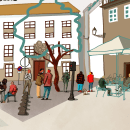 My project in Architectural Illustration: Capture a City’s Personality course (Santiago de Compostela). Un proyecto de Ilustración tradicional de Abraham Díaz - 09.05.2021