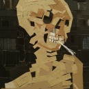 Homenaje a Vincent van Gogh: Head of a Skeleton with a Burning Cigarette. Colagem projeto de Silvia Villanueva Olivo - 22.07.2020