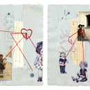 Mi Proyecto del curso: Técnicas de bordado experimental sobre papel "El Hilo rojo". Design, Artes plásticas, Colagem, Bordado e Ilustração têxtil projeto de Maria Rico Mira - 17.06.2021