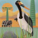 SaddleBill Stork (Ephippiorhynchus senegalensis). Un progetto di Illustrazione vettoriale, Illustrazione digitale e Illustrazione infantile di Paolo Mongillo - 03.06.2021
