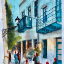 Mi Proyecto del curso: Paisajes urbanos en acuarela. Un progetto di Belle arti, Pittura ad acquerello e Illustrazione architettonica di Valérie - 14.08.2021