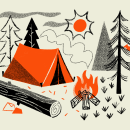 Vintage Camp Scene. Un proyecto de Ilustración tradicional de Brad Woodard - 19.08.2021