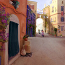 Italian Inspired Side Street. Ilustração tradicional, e Concept Art projeto de Courtney - 28.08.2021