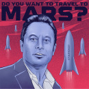 Vote Elon Musk for Mars president. Design, Ilustração tradicional, Design de personagens, e Design gráfico projeto de Eduardo Medina - 07.08.2021