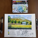 Mi Proyecto del curso: Cuaderno de viaje en acuarela. Un proyecto de Ilustración tradicional, Pintura a la acuarela, Ilustración arquitectónica y Sketchbook de Bea - 20.09.2021