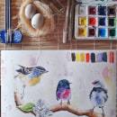My project in Artistic Watercolor Techniques for Illustrating Birds course. Un proyecto de Ilustración tradicional, Pintura a la acuarela, Dibujo realista e Ilustración naturalista				 de BENNI ASMA - 29.09.2021
