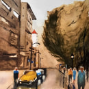 Mi Proyecto del curso: Paisajes urbanos en acuarela. Fine Arts, Watercolor Painting, and Architectural Illustration project by Ariela Rossel - 10.07.2021