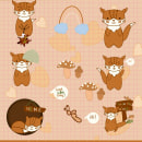 Kawaii fox stickers . Traditional illustration project by Asya Litsova - 10.13.2021